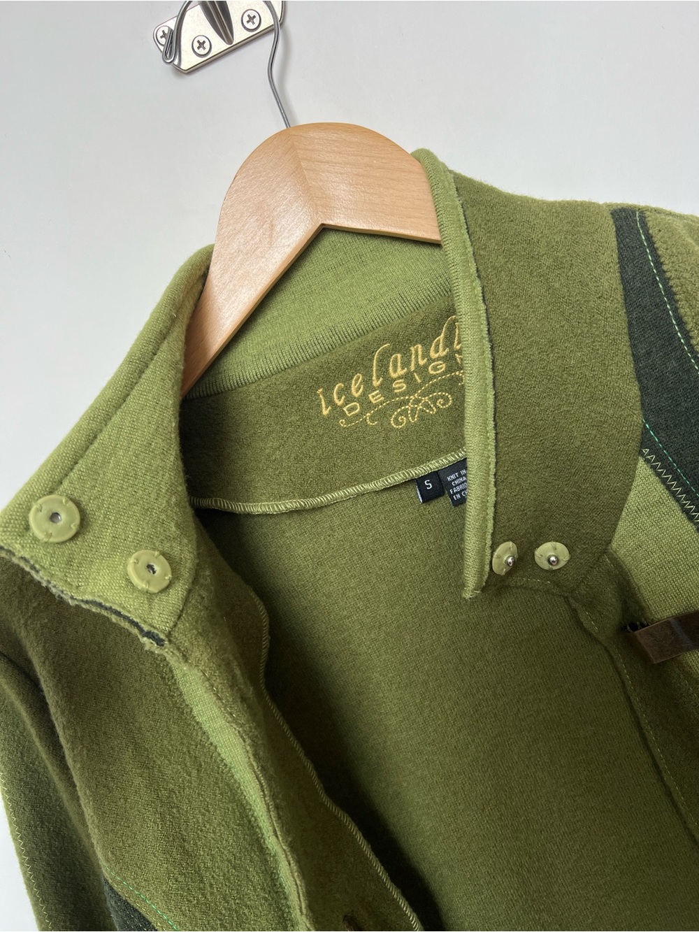 Icelandic Design 100% Wool Jacket Small Green Lagenlook Toggle Art to Wear Rare - Picture 8 of 13
